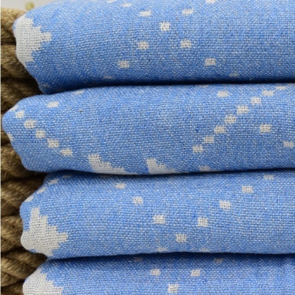 Tree Loom Weave Travel Blanket Scarf Wrap Big Sky BLUE NEW 2 Side Jacquard - Picture 10 of 14